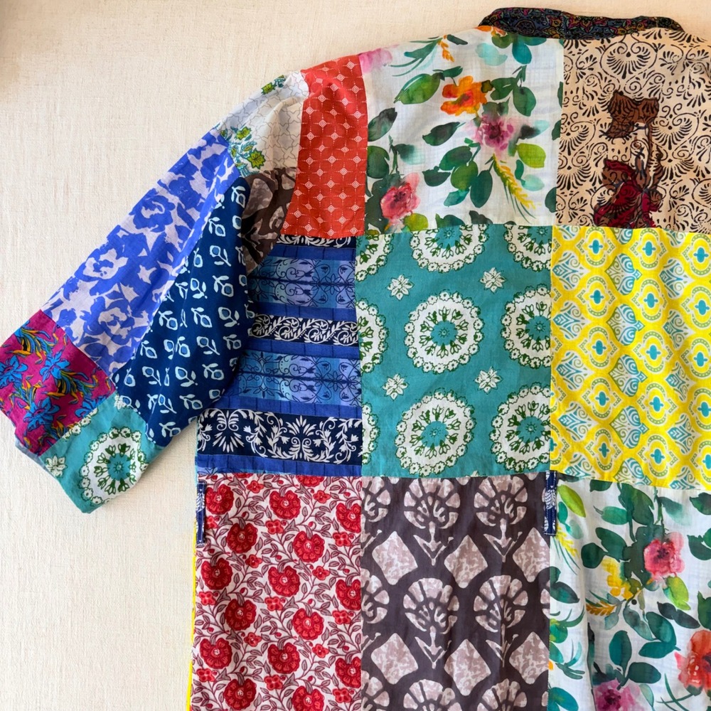 Unbranded Patchwork Boho Duster Kimono Robe Women OS Multi-Color - Picture 9 of 11